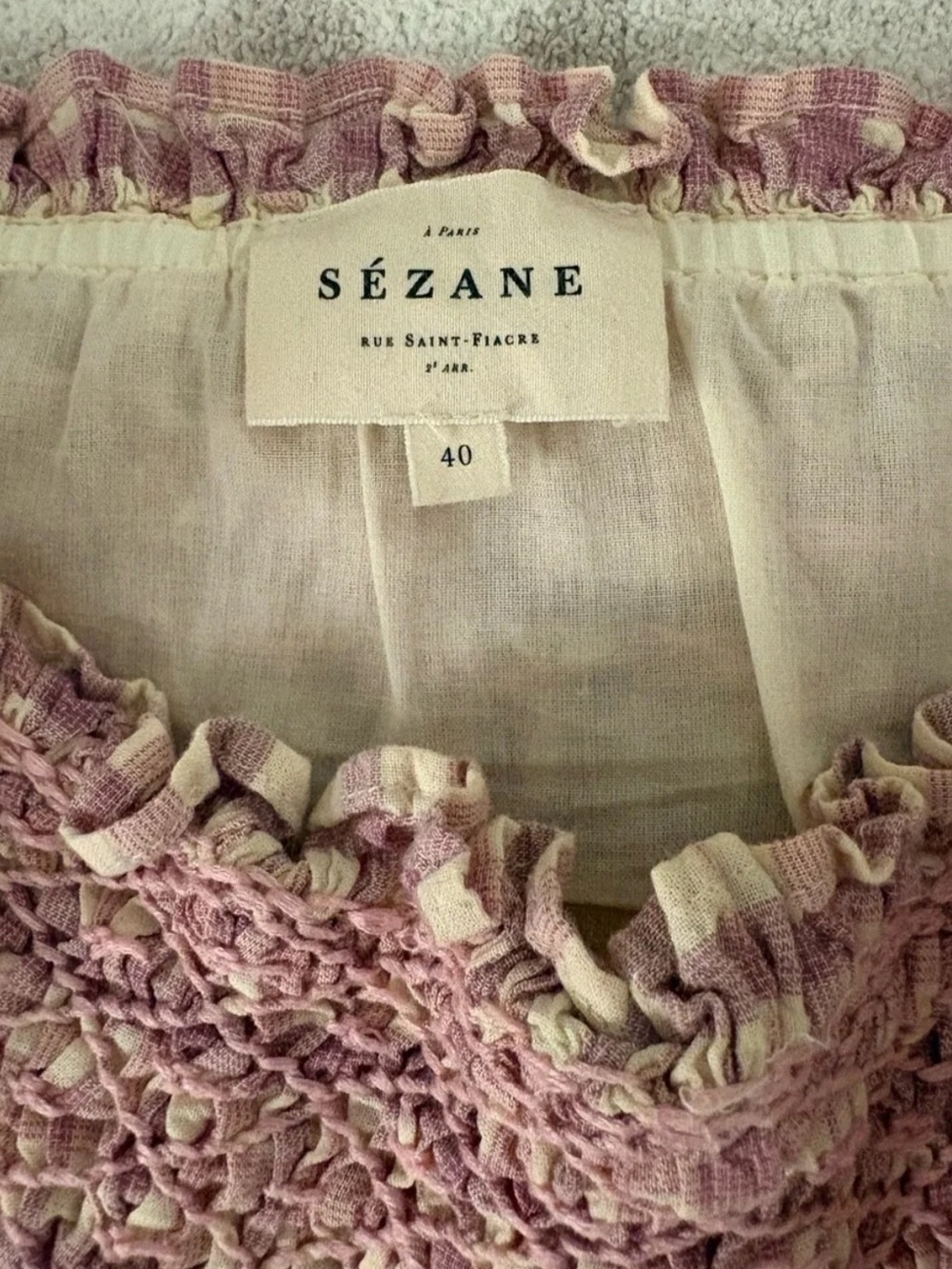 👒Sezane Elota Top and Sakura Skirt Set Pink Gingham Smocked Top and skirt - Picture 16 of 16